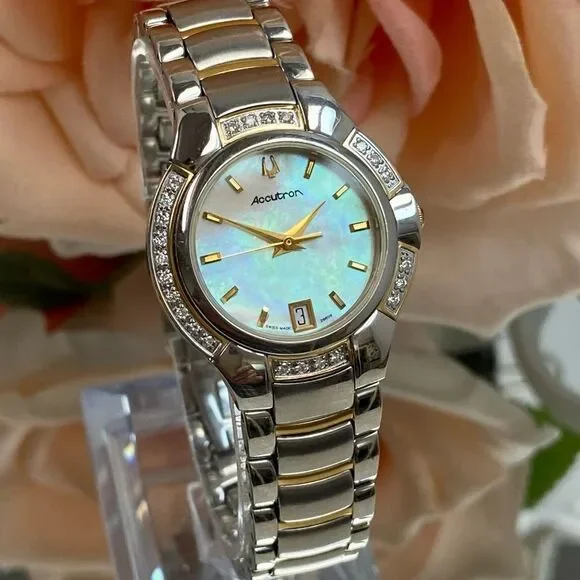 Bulova 2003 Accutron Diamond Bezel Swiss Made Two-Tone All Stainless Steel  Watch